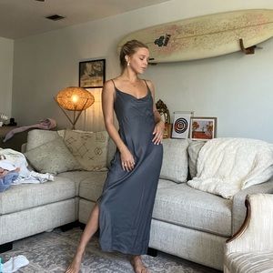 Anthropologie Elyse Bias Slip Dress Carbon XS